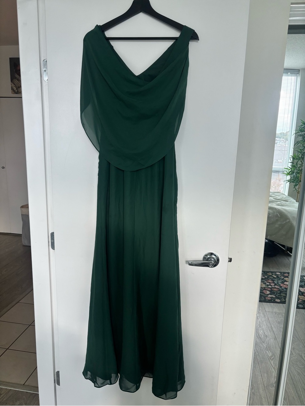 Forest Green Sleeveless Draped Maxi Dress